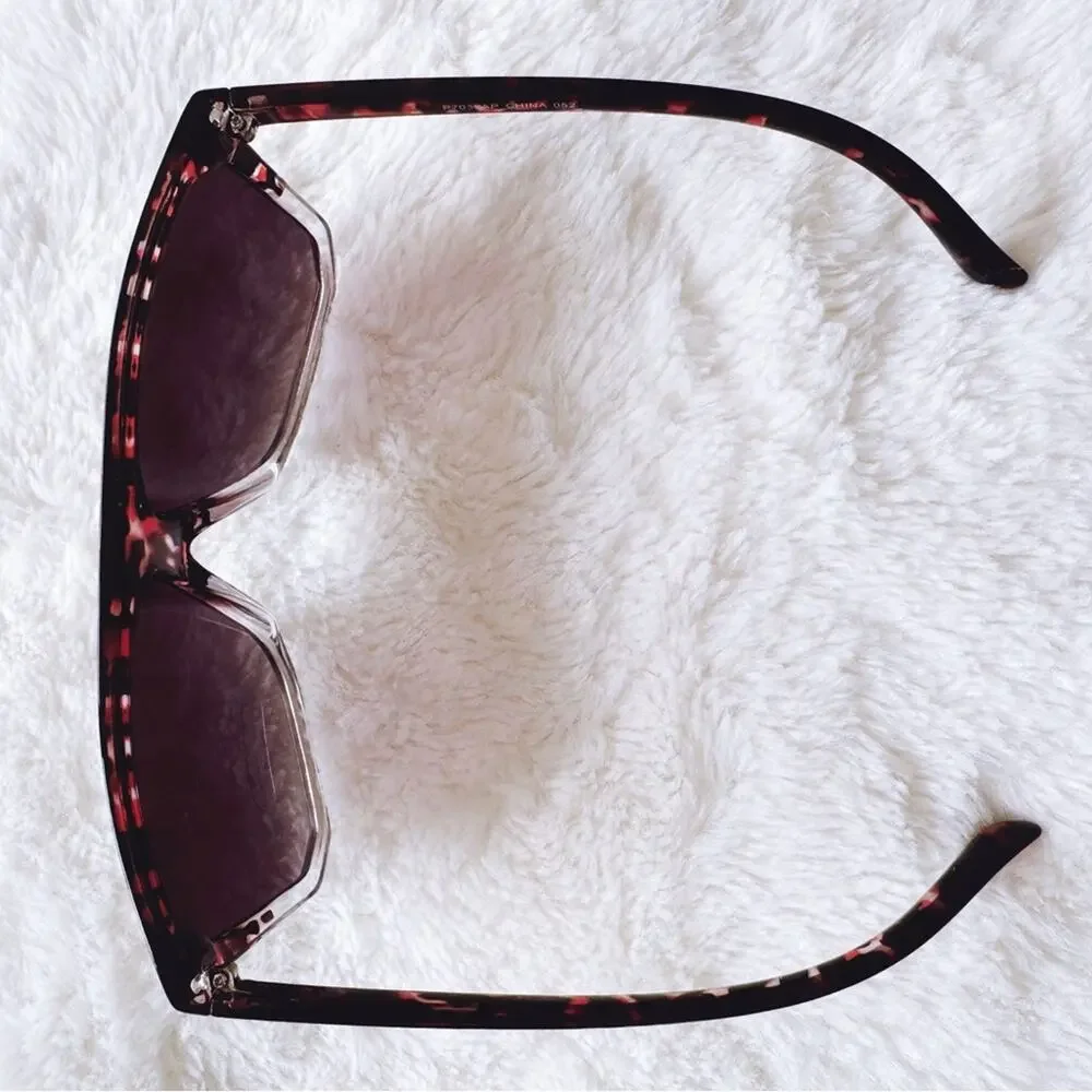 Kira Tortoise Brown & Clear Oversized Sunglasses